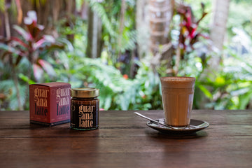 Vallentine & Co Guaraná Latte coffee alternative in a Byron Bay rainforest setting