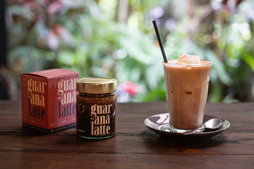 Iced Vallentine & Co Guaraná Latte coffee alternative served in a café