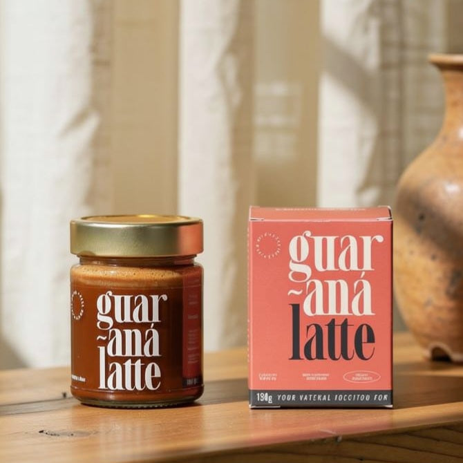 Vallentine & Co Guaraná Latte 350g jar and box