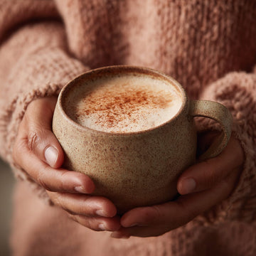 Warm Vallentine & Co Guaraná Latte coffee alternative with cinnamon